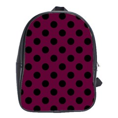 Polka Dots - Black On Boysenberry Purple School Bag (large) by FashionBoulevard