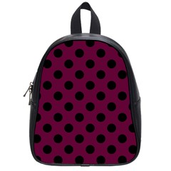 Polka Dots - Black On Boysenberry Purple School Bag (small) by FashionBoulevard