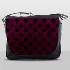 Polka Dots - Black On Boysenberry Purple Messenger Bag by FashionBoulevard