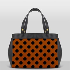 Polka Dots - Black On Burnt Orange Oversize Office Handbag by FashionBoulevard