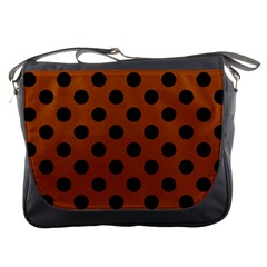 Polka Dots - Black On Burnt Orange Messenger Bag by FashionBoulevard