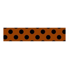 Polka Dots - Black On Burnt Orange Velvet Scrunchie by FashionBoulevard