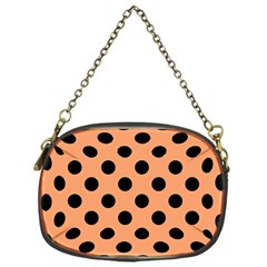 Polka Dots - Black On Cantaloupe Orange Chain Purse (one Side) by FashionBoulevard