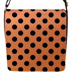 Polka Dots - Black On Cantaloupe Orange Flap Closure Messenger Bag (s) by FashionBoulevard