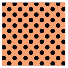 Polka Dots - Black On Cantaloupe Orange Large Satin Scarf (square) by FashionBoulevard