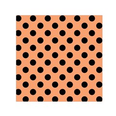 Polka Dots - Black On Cantaloupe Orange Small Satin Scarf (square) by FashionBoulevard