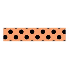 Polka Dots - Black On Cantaloupe Orange Velvet Scrunchie by FashionBoulevard