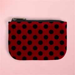 Polka Dots Black On Carmine Red Mini Coin Purse by FashionBoulevard