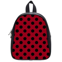 Polka Dots Black On Carmine Red School Bag (small) by FashionBoulevard