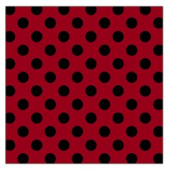 Polka Dots Black On Carmine Red Large Satin Scarf (square) by FashionBoulevard