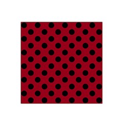 Polka Dots Black On Carmine Red Satin Bandana Scarf by FashionBoulevard