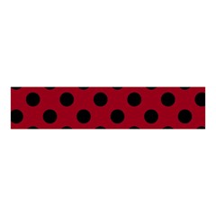 Polka Dots Black On Carmine Red Velvet Scrunchie by FashionBoulevard