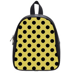 Polka Dots Black On Ceylon Yellow School Bag (small) by FashionBoulevard