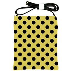 Polka Dots Black On Ceylon Yellow Shoulder Sling Bag by FashionBoulevard