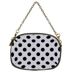 Polka Dots Black On Cloudy Grey Chain Purse (one Side) by FashionBoulevard