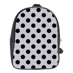 Polka Dots Black On Cloudy Grey School Bag (large) by FashionBoulevard