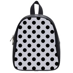 Polka Dots Black On Cloudy Grey School Bag (Small)