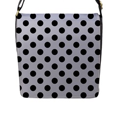 Polka Dots Black On Cloudy Grey Flap Closure Messenger Bag (L)