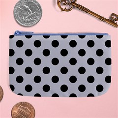 Polka Dots Black On Cloudy Grey Large Coin Purse by FashionBoulevard