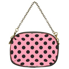 Polka Dots Black On Flamingo Pink Chain Purse (two Sides) by FashionBoulevard