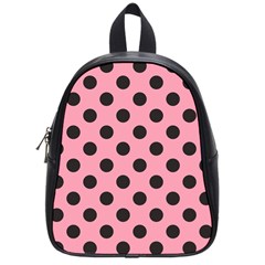 Polka Dots Black On Flamingo Pink School Bag (small) by FashionBoulevard