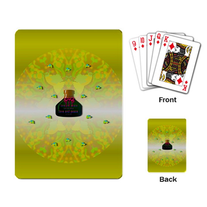 Birds And Sunshine With A Big Bottle Peace And Love Playing Cards Single Design (Rectangle)