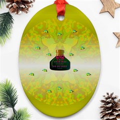 Birds And Sunshine With A Big Bottle Peace And Love Oval Ornament (two Sides) by pepitasart