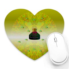 Birds And Sunshine With A Big Bottle Peace And Love Heart Mousepads by pepitasart