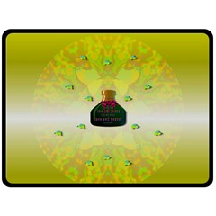 Birds And Sunshine With A Big Bottle Peace And Love Fleece Blanket (large)  by pepitasart