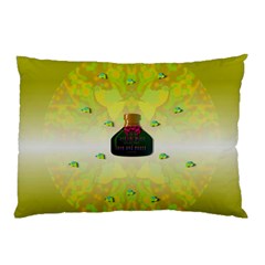 Birds And Sunshine With A Big Bottle Peace And Love Pillow Case (two Sides) by pepitasart