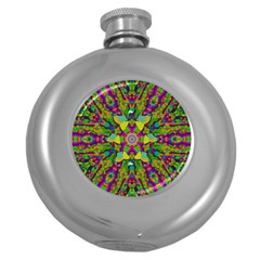 Birds In Peace And Calm Round Hip Flask (5 Oz) by pepitasart