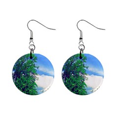 Drawing Of A Summer Day Mini Button Earrings by Fractalsandkaleidoscopes