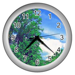 Drawing Of A Summer Day Wall Clock (silver) by Fractalsandkaleidoscopes