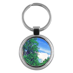 Drawing Of A Summer Day Key Chain (round) by Fractalsandkaleidoscopes