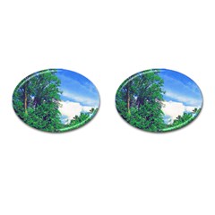 Drawing Of A Summer Day Cufflinks (oval) by Fractalsandkaleidoscopes