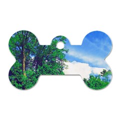 Drawing Of A Summer Day Dog Tag Bone (one Side) by Fractalsandkaleidoscopes