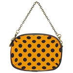 Polka Dots Black On Honey Orange Chain Purse (Two Sides) Front