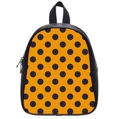 Polka Dots Black On Honey Orange School Bag (Small)