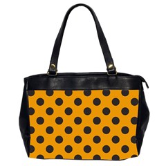 Polka Dots Black On Honey Orange Oversize Office Handbag (2 Sides) by FashionBoulevard