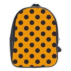 Polka Dots Black On Honey Orange School Bag (XL)