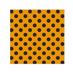 Polka Dots Black On Honey Orange Small Satin Scarf (Square)