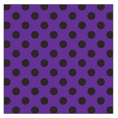 Polka Dots Black On Imperial Purple Large Satin Scarf (square) by FashionBoulevard