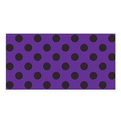 Polka Dots Black On Imperial Purple Satin Shawl by FashionBoulevard