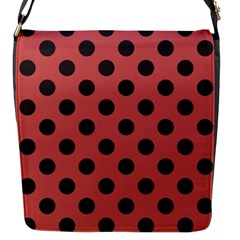 Polka Dots Black On Indian Red Flap Closure Messenger Bag (s) by FashionBoulevard