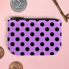 Polka Dots Black On Lavender Purple Mini Coin Purse by FashionBoulevard