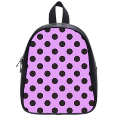 Polka Dots Black On Lavender Purple School Bag (small) by FashionBoulevard