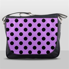 Polka Dots Black On Lavender Purple Messenger Bag by FashionBoulevard