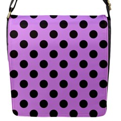 Polka Dots Black On Lavender Purple Flap Closure Messenger Bag (s) by FashionBoulevard