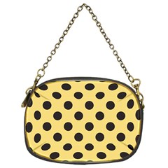 Polka Dots Black On Mellow Yellow Chain Purse (one Side) by FashionBoulevard