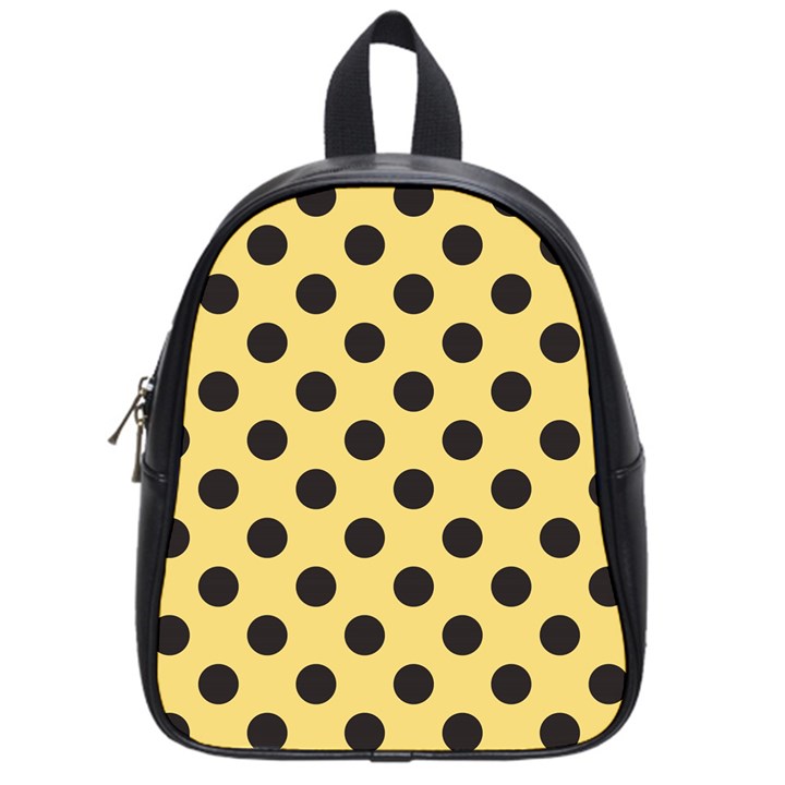 Polka Dots Black On Mellow Yellow School Bag (Small)